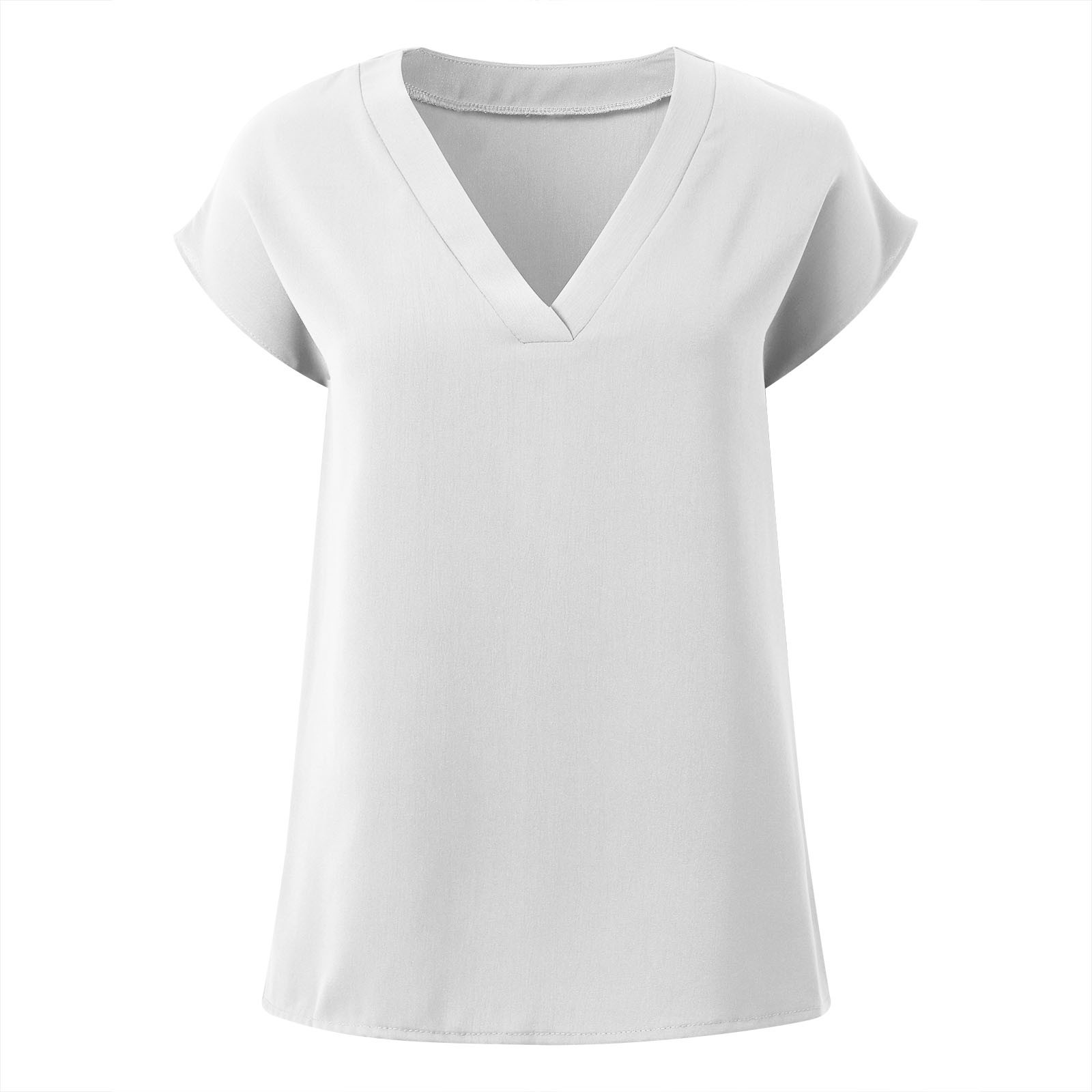 thumbnail image 5 of Blusa texturizada con mangas casquillo y cuello en V para mujer - 2025 Camisa informal de verano para el trabajo, poliéster - Corte holgado para el trabajo/salidas - Tallas estadounidenses 4-22, 5 of 5